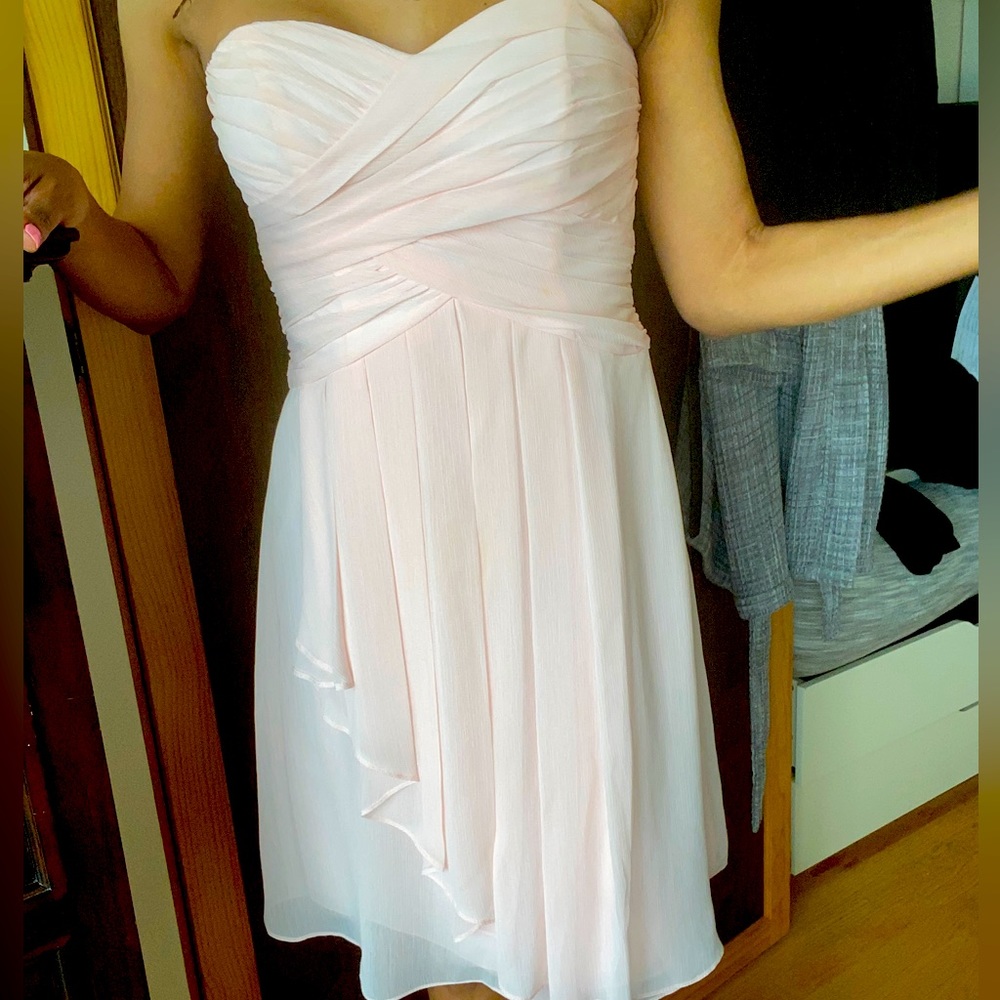 Blush knee length pleated dress